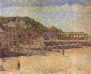 Georges Seurat The Bridge of Port en bessin and Seawall painting